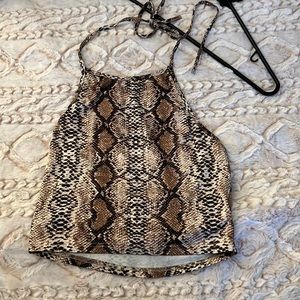 Snake print backless top